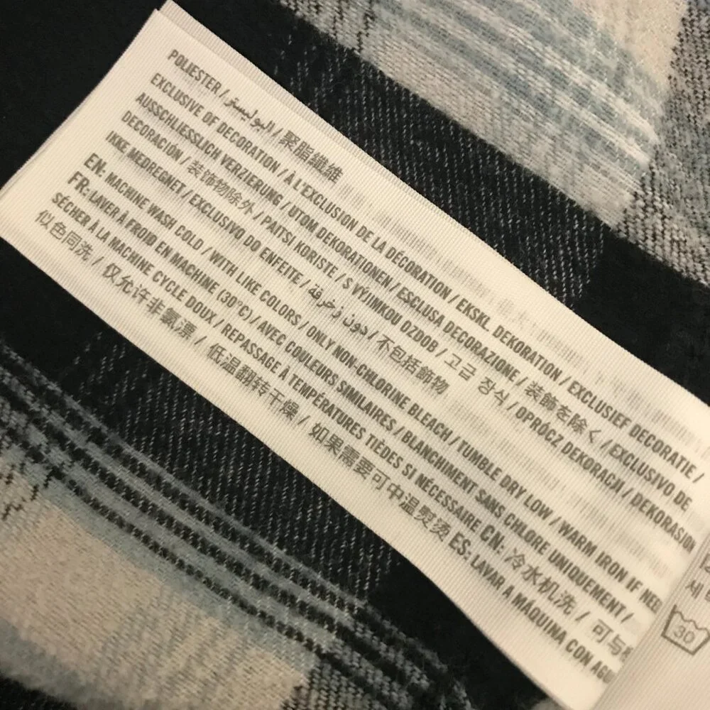 Hollister Men's XL Black Plaid Long Sleeve Button Up Hoodie Flannel Shirt - Picture 11 of 11
